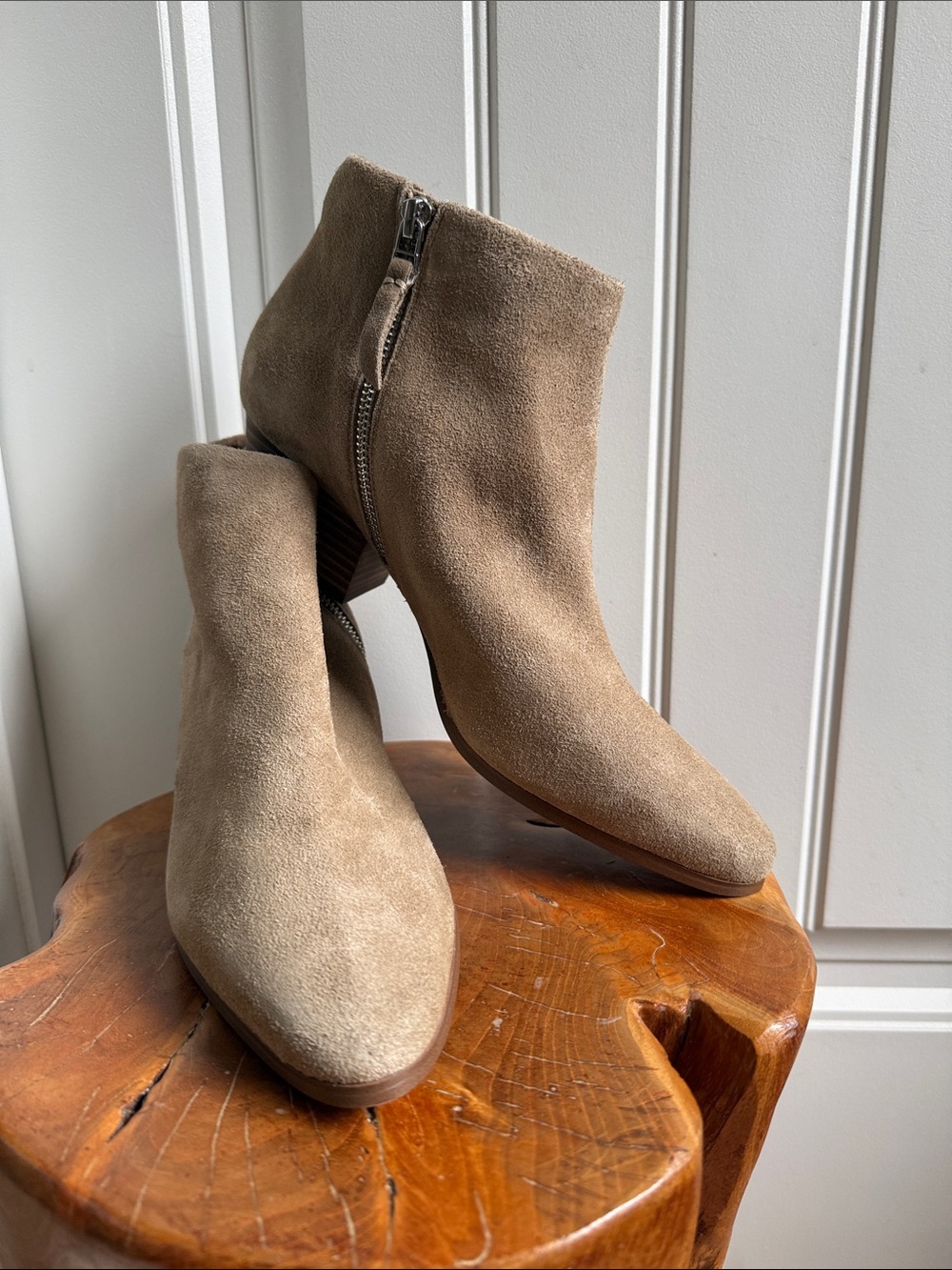 Banana Republic Suede Ankle Booties in Taupe Brown